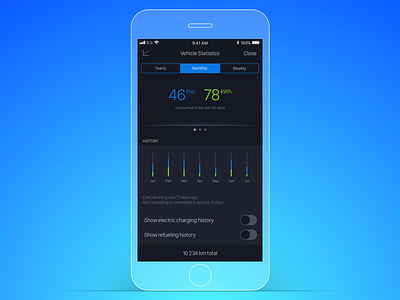 Vehicle Consumption History color contrast design flat pastel ui ux