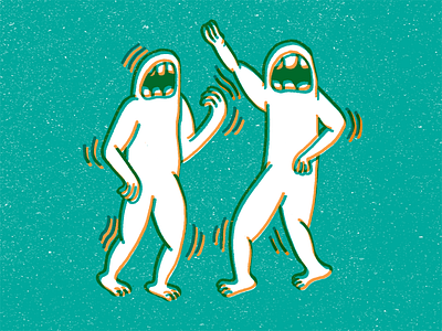 Party Time daily doodle dancing figure hand drawn illustration line