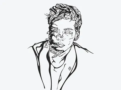 Baltimore's Fireflies character illustration lineart portrait smoke