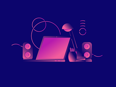 💻 gradient illustration laptop miami neon retro vector