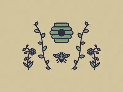 Wildflower Honey bee bottle flower hive honey label packaging wildflower