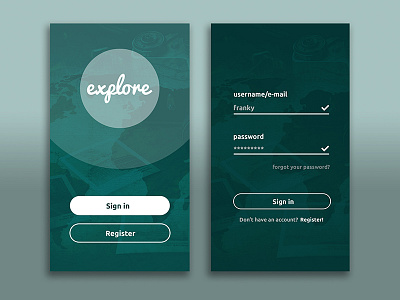 Sign In appdesign interface register signin ui ux
