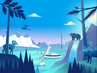 Mentos Canada bear canda low poly vector art wood