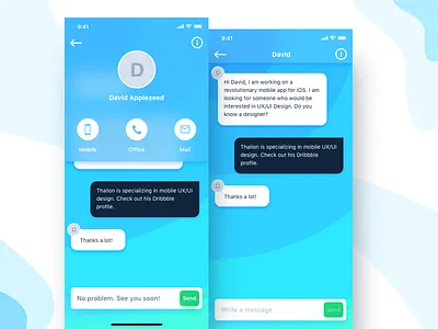 Messenger concept for iOS blue blur chat communicator ios iphone x messenger minimalistic text