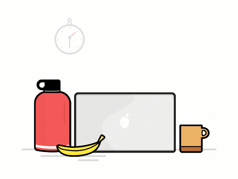 Afternoon break afternoon banana coffee desk fruit macbook water work desk