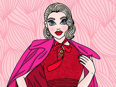 Lady in Red candy doll club classic fashion illustration lace pinup red lipstick vintage vintage style