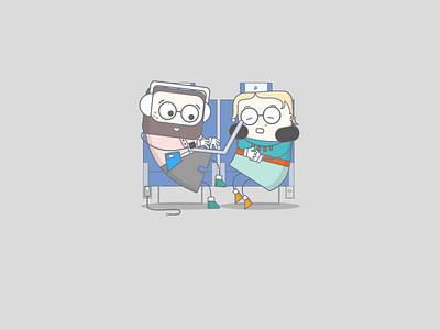 Flying Experience character flat gadgets illustration phone scene sleep