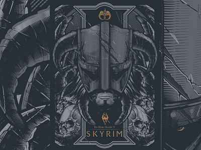 Skyrim illustration poster print screen silk skyrim vector