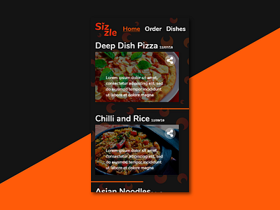 Daily UI Challenge 010 daily ui challenge dailyui day 10 fire food mobile design pizza restaurant sizzle ui design web design