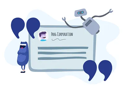 Testimonials Illustration cartoon frog illustration keypay robot testimonials