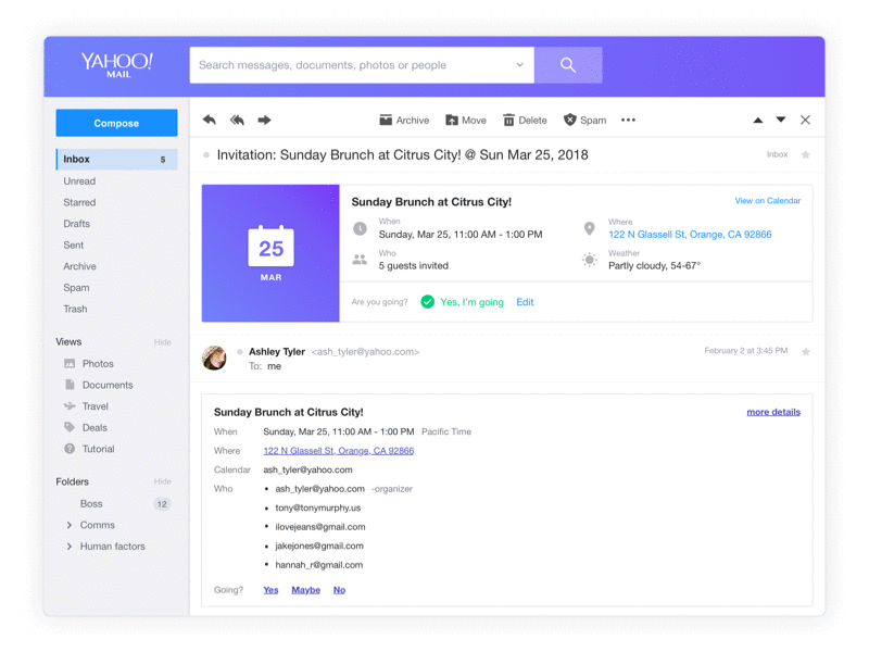 Calendar widget calendar card data email extraction message read widget