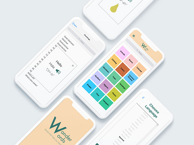 Wanderwords app axure design ios language learning search travel ui user experience ux