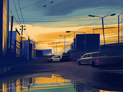 Reflection! art design digital painting illustration cityscape evening photoshop street