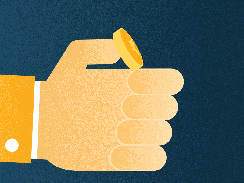 Coin Flip animation business corporate hand laptop motion graphics toss