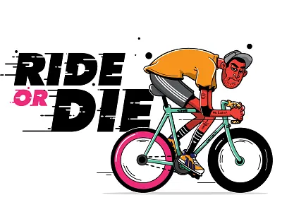 Ride or Die art cartoon character design drawing fixie graffiti graphic illustration street vector