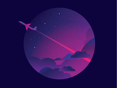 Sunset Airplane airplane cloud illustration moon sky sunset