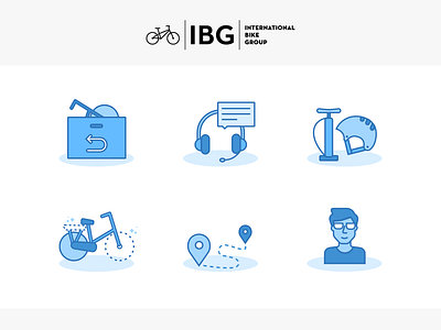 IBG - Icon set service bike ecommerce flat icon illustration online service set