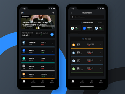 Crypto Portfolio app crypto crypto wallet ios iphonex ui design