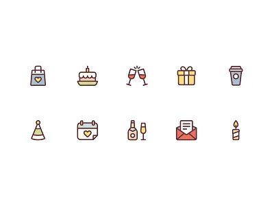 Celebration Icons birthday celebration flat food holiday icon iconset illustration line line illustration party