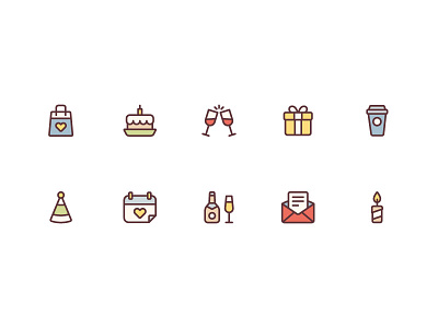 Celebration Icons birthday celebration flat food holiday icon iconset illustration line line illustration party