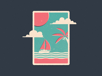 Yacht badge boat clouds icon illustration ocean sea sun yacht