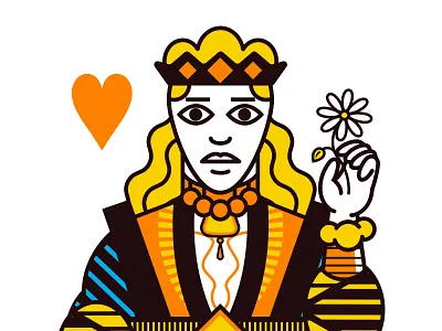 Q Heart card cards deck houston illustration orange playing