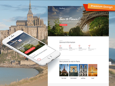 Paris Travel Responsive Website Template design for website mobile website design web design website design website template