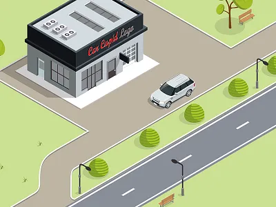 Car Cupid Store 2.5d 2d 3d car cupid explainer isometric product store view