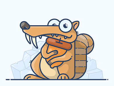 Scrat age animal character ice icon illustration movie outline scrat squirrel vector