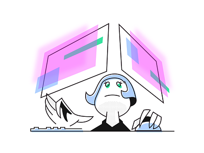 Women at Work computer illustration programmer woman work