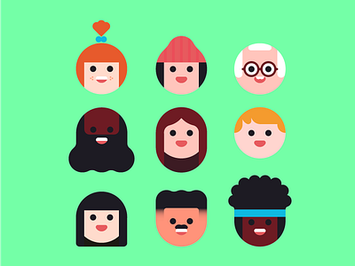 🙃🙃🙃 character design faces flat illustration people portrait vector