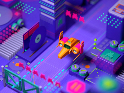 Cirquit Breaker 80s animation cinema4d game octane