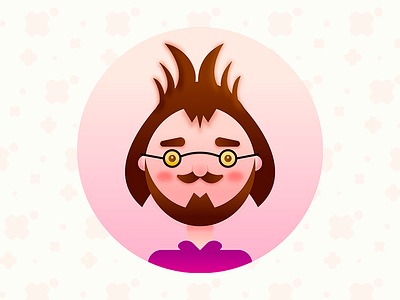 Beard Man character computer face fun geek glasses illustration light smart