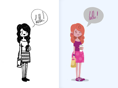 Girl with coffee characters coffee digital doodle girl illustration procreate sketch