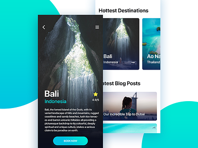 Travel App Booking bali blue booking cyan decom green travel traveling ui ux