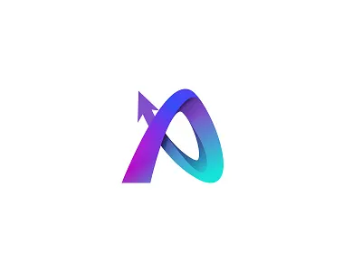 A Up a arrow branding gradient letter logo mark monogram up