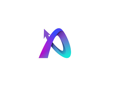 A Up a arrow branding gradient letter logo mark monogram up