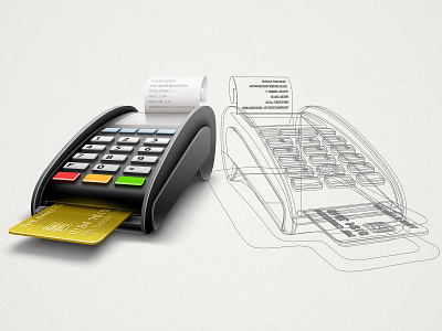 POS-terminal banking illustration pos realistic vector