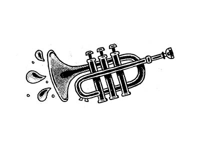 Trumpet black and white editorial icon music sketch spot illustration