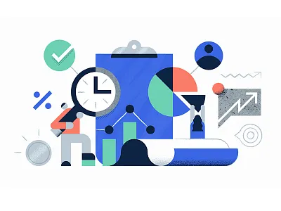 Reporting abstract app banner character digital illustration scene tech vector