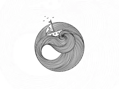 Dorostol art boat composition danube dorostol illustration infinity lines ocean river wave