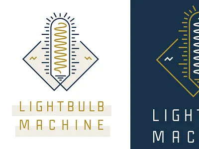 Lightbulb Machine brand design industrial light lightbulb lines lockup logo retro timeless