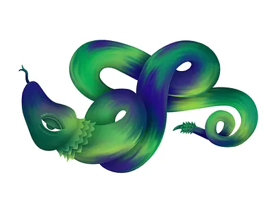 Clever snake illustration animal character clever digital gradient green illustration serpentes snake tangled