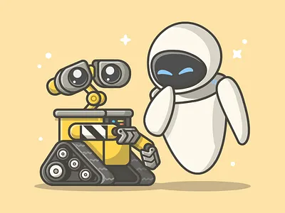 WALL-E Movie! 😋✌ cute disney dribbble eve flat icon illustration movie pixar shots wall e