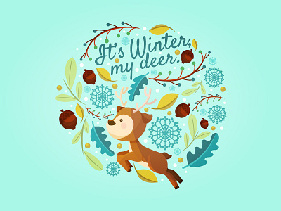 Winter for Freepik cold cute deer flat freepik illustration leaves reindeer snow vector winter
