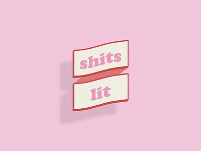 Lit banner lit pink retro shits vector vintage