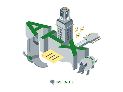 Evernote Austin Office T-Shirt armadillo austin evernote holt510 illustration isometric oakland san francisco texas