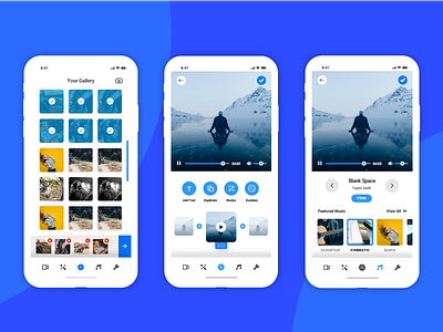 Video Editing App - UI/UX Concept app design audio app editing app gallery gallery design minimal app video editing video ui