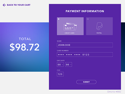 DAILY UI #002 dailyui dailyui002 ui