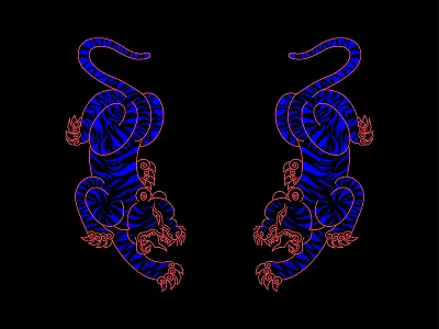 เสือ illustration muai pattern postcard thai thailand tiger